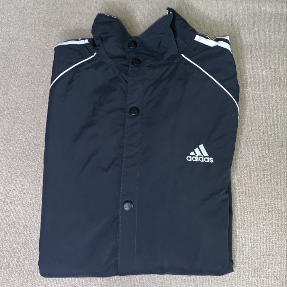 Mens Adidas Windbreaker Track Jacket L Black Nylon